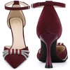 BLISSFUL STEP Women's Pointy Toe Ankle Strap Rhinestone High Heel Pumps - 2 of 3