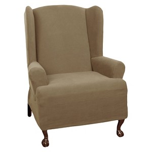 Sand Dune Stretch Pixel Wingchair Slipcover - Maytex, Brown Dune