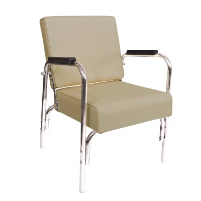 PureSana Chromium Ella Professional Reclining Shampoo Chair for Salons with Foam Cushions and Steel Frame for Hair Washing and Hair Care, Tan