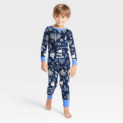 Toddler Holiday Hanukkah Print Matching Family Pajama Set - Wondershop™ Blue 12M
