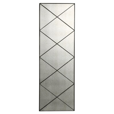 Uttermost Emporia Antiqued Mirror, 60.25" H × 24.25" W, Bronze Framed Wall Mirror with Diagonal Metal Accents