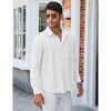 Men's Casual Cotton Linen Button Down Shirts Cuban Guayabera Shirt Long Sleeve Summer Beach Tops - 4 of 4