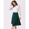 Allegra K Women's High Waist Button Decor Vintage Pleated Flared Midi Skirt - 3 of 4