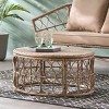 Patio Wicker Oval Side Table,Polyethylene Rattan Woven Living Room Coffee Table,Farmhouse Rattan Coffee Table With Loop Design-Coolbibila - 2 of 4