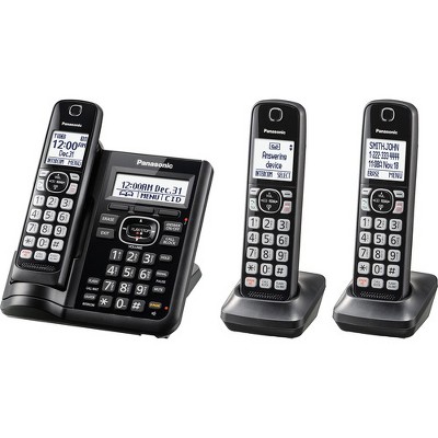 Panasonic KX-TGF543B DECT 6.0 1.93 GHz Cordless Phone - Black - 1 x Phone Line - 3 x Handset - Speakerphone - Answering Machine