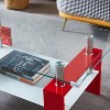 Artisan Rectangle Coffee Table, Double Layer Lower Shelf Storage for Living Spaces, Red - 4 of 4