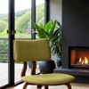 FurniFact,Mid-Century Modern Chair in Walnut Wood with Green Fabric Upholstery - 4 of 4