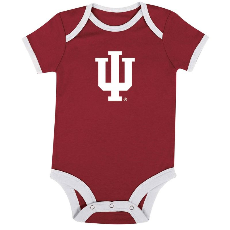 NCAA Indiana Hoosiers Infant Boys&#39; Short Sleeve 3pk Bodysuit Set, 2 of 5