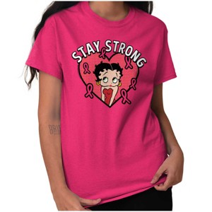 Betty Boop Breast Cancer Stay Strong Womens Graphic T Shirt Tees Brisco Brands - 1 of 4