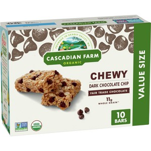 Cascadian Farms Organic Dark Chocolate Chip Chewy Granola Bars - 10ct - 1 of 4