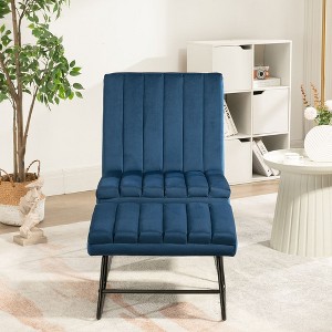 Recliner Chair, Lazy Chair With Footrest, 5 Backrest Settings, High Density Sponge Filling,velvet Lounge Chair Living Room - 1 of 4