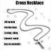 Cross Necklace for Men, Silver/Gold/Black Mens Cross Necklaces with 2.5mm Cross Chain and Stainless Steel Cross Pendant, Box Chain 20 Inch - 4 of 4