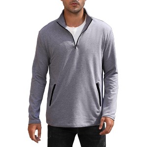 Coolmee Mens Quarter Zip Pullover Sweatshirts with Zipper Pockets Long Sleeve Golf Shirt Winter Athletic Sweater Lightweight - 1 of 4