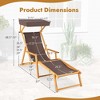 Costway Birch Wood Chaise Lounge Chair with Adjustable Canopy Reclining Backrest & Footrest Brown/Navy - image 3 of 4