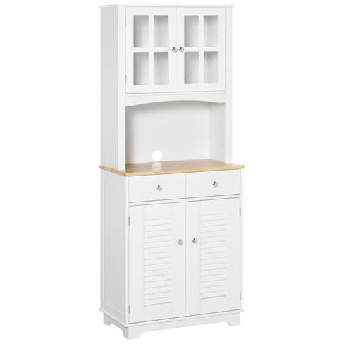 Homcom Freestanding Rustic Buffet With Hutch, 4 Doors Farmhouse Kitchen  Pantry Cabinet, Microwave Stand With Beadboard Panel, Drawer, White : Target