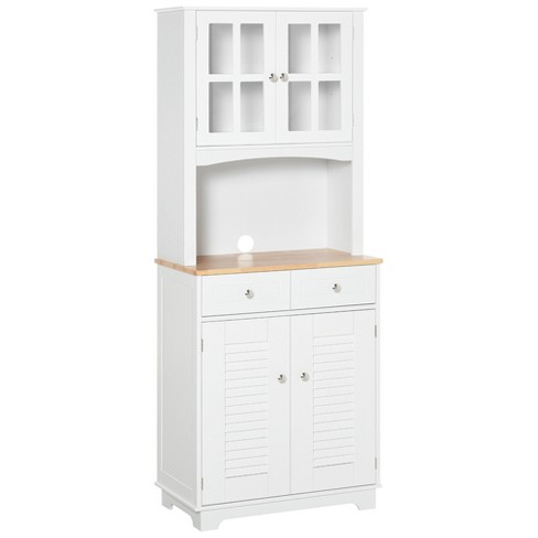 Gremlin Kitchen Storage Microwave Cabinet With Adjustable Shelves, White  Wood & Glass, Contemporary – Pilaster Designs