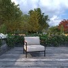Merrick Lane Outdoor Accent Chair with Removable Plush Fabric Cushions and Teak Accented Aluminum Frame - 2 of 4