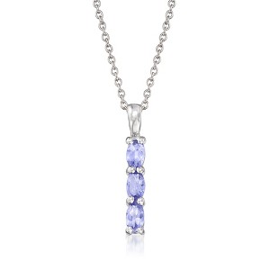 Ross-Simons 0.70 ct. t.w. Tanzanite Linear Pendant Necklace in Sterling Silver - 1 of 4