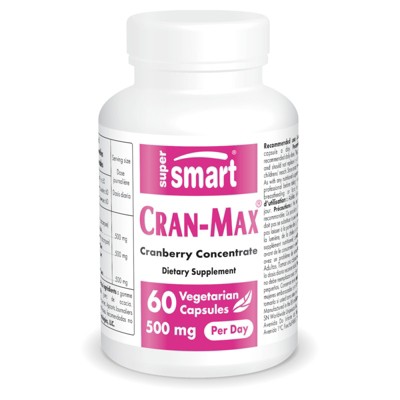 SuperSmart Cran-Max 500mg per Day - Patented Cranberry Supplement - High Concentration | Non-GMO & Gluten Free - 60 Vegetarian Capsules