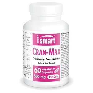 SuperSmart Cran-Max 500mg per Day - Patented Cranberry Supplement - High Concentration | Non-GMO & Gluten Free - 60 Vegetarian Capsules - 1 of 1