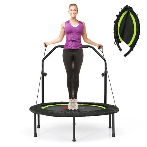 BCAN 40 Foldable Mini Trampoline, Fitness Rebounder with Adjustable Foam  Handle, Exercise Trampoline for Adults Indoor/Garden Workout Max Load  330lbs 