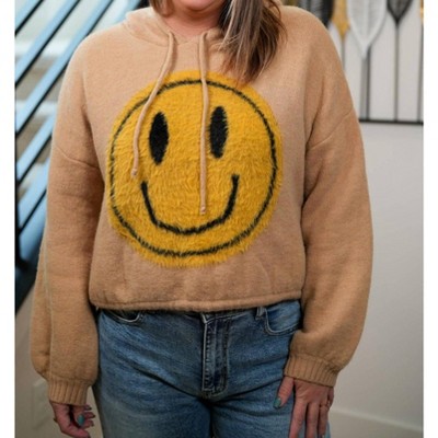 Women's Smiley Face Long Sleeve Hoodie - Mello