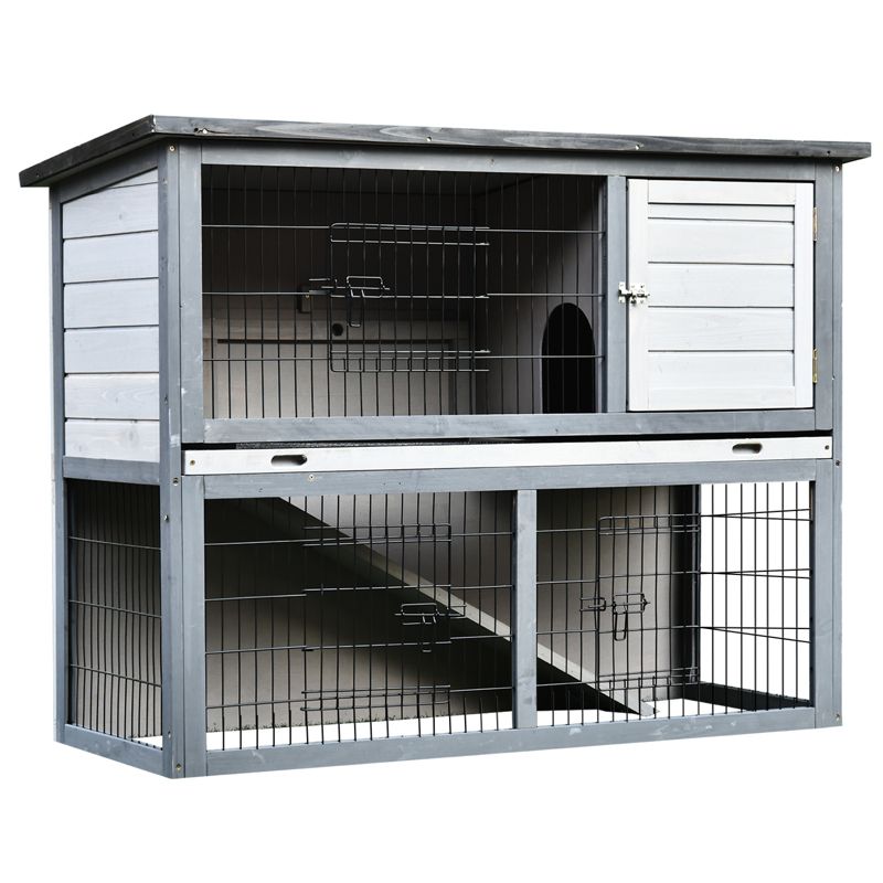 PawHut 48" L Wooden Rabbit Hutch Bunny Cage Small Animal House Enclosure with Ramp, Removable Tray and Weatherproof Roof for Outdoor, 1 of 9