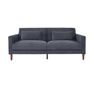 74" Loveseat Sofa, Corduroy Sofa Couch with 2 Pillows Small Modern Comfy Couch for Small Apartments, Living Room and Office gray