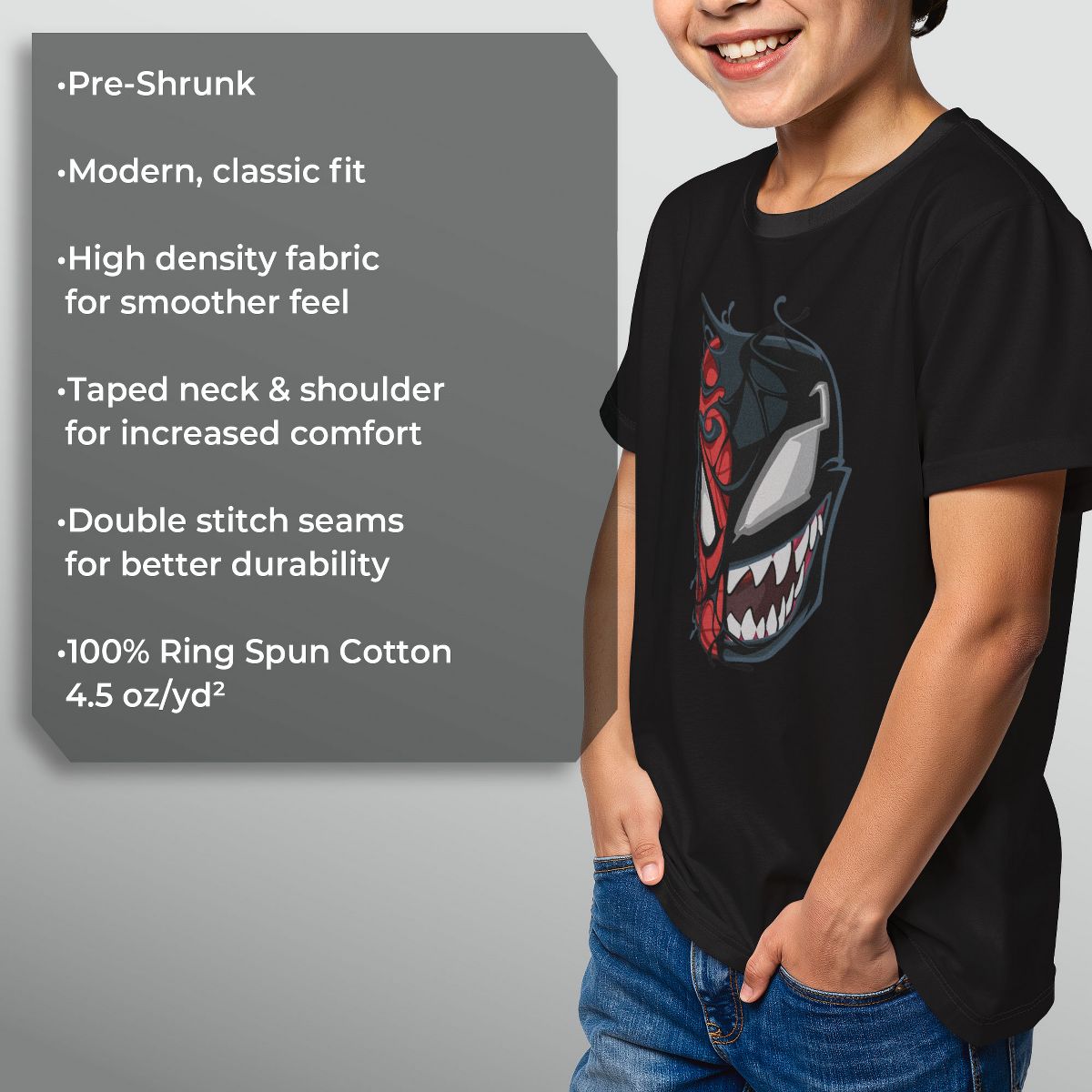 Boy's Marvel Spider-Man Venom Mask Split T-Shirt - thumbnail 6