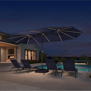 PURPLE LEAF 15ft Patio Market Umbrella and Base Double-Sided Rectangle Outdoor Table Sun Umbrellas with Crank - 1 of 1