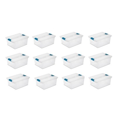 Sterilite Deep File Clip Box Clear Storage Tote Tub Container with Lid, 12 Pack