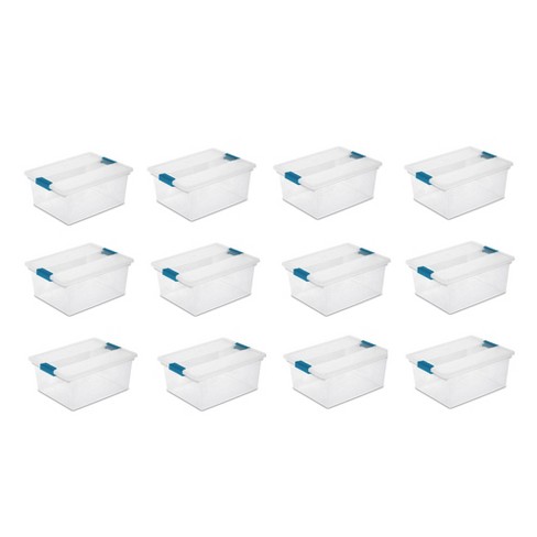 Sterilite Deep File Clip Box Clear Storage Tote Tub Container With