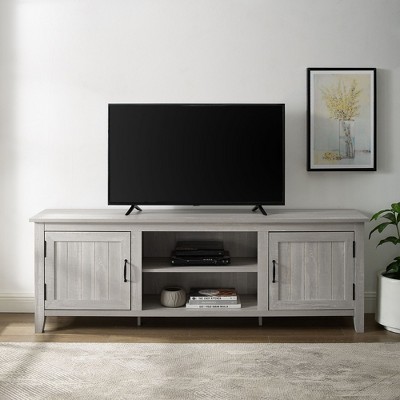 CAVINAS TV Stand Modern Farmhouse TV Stand with 2-Door Grooved for 85" TVs Media Console