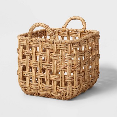 Large Twisted Open Checkered Weave Milk Crate Natural - Brightroom™