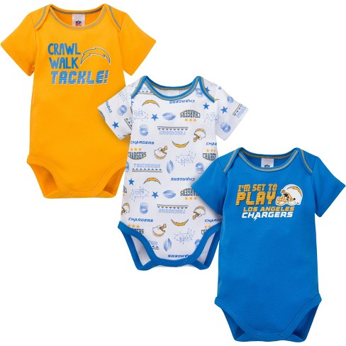 NFL Los Angeles Chargers Baby Girls 3-Pack Short Sleeve Bodysuit Set