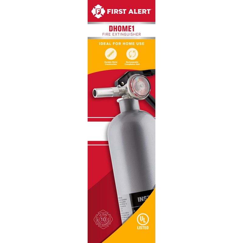 First Alert DHOME1 Designer Home Multipurpose ABC Rechargeable Fire Extinguisher Gray, 1 of 10