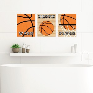Big Dot of Happiness Nothin' but Net - Basketball - Unframed Wash, Brush, Flush - Bathroom Wall Art - 8 x 10 inches - Set of 3 Prints - 1 of 4