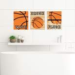 Big Dot of Happiness Nothin' but Net - Basketball - Unframed Wash, Brush, Flush - Bathroom Wall Art - 8 x 10 inches - Set of 3 Prints