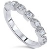 Pompeii3 1/5ct Princess Cut Diamond Stackable Vintage Wedding Band 14K White Gold Ring - 2 of 4