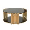 Modern minimalist light luxury style stainless steel circular coffee table, black tempered glass countertop, living room coffee table - 4 of 4