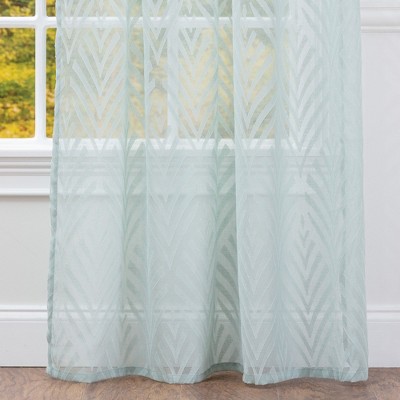 Chanasya 2pk Leaf Voile Sheer Window Curtain Panels - Set of 2 - 52 x 108 Inches Long - Sage