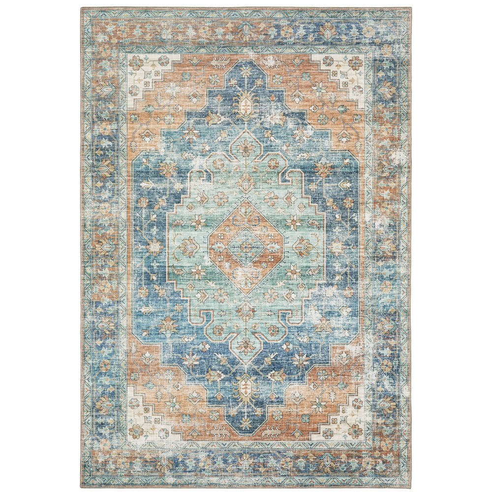 Photos - Area Rug 7'8"x10' Marcel Bohemian Border Medallion  Orange/Blue - Captiv8e