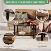 Coffee Table Round Rustic Center Table with Storage Shelf Wood Circle Coffee Table with Sturdy Metal Legs Living Room - 2 of 4