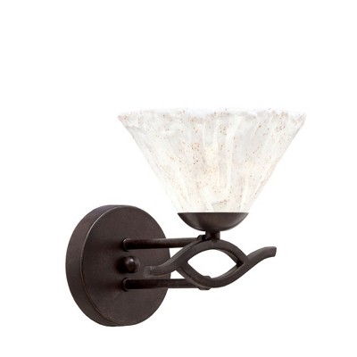 Toltec Lighting Revo 1 - Light Sconce in  Dark Granite with 7" Italian Ice Shade