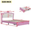 Vynxaria Pink and White Full Size Upholstered Bed Frame - 4 of 4