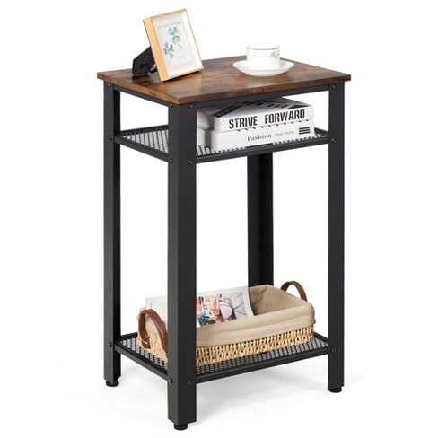 Costway 3-tier Industrial Side End Table With Storage Shelf Heavy Duty  Accent Table : Target