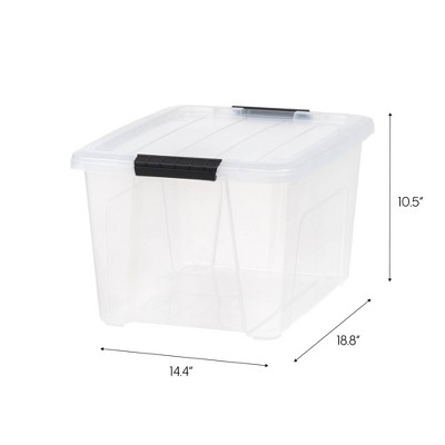 Clear 32 Qt Stackable Plastic Storage Bins with Lids, Set of 4