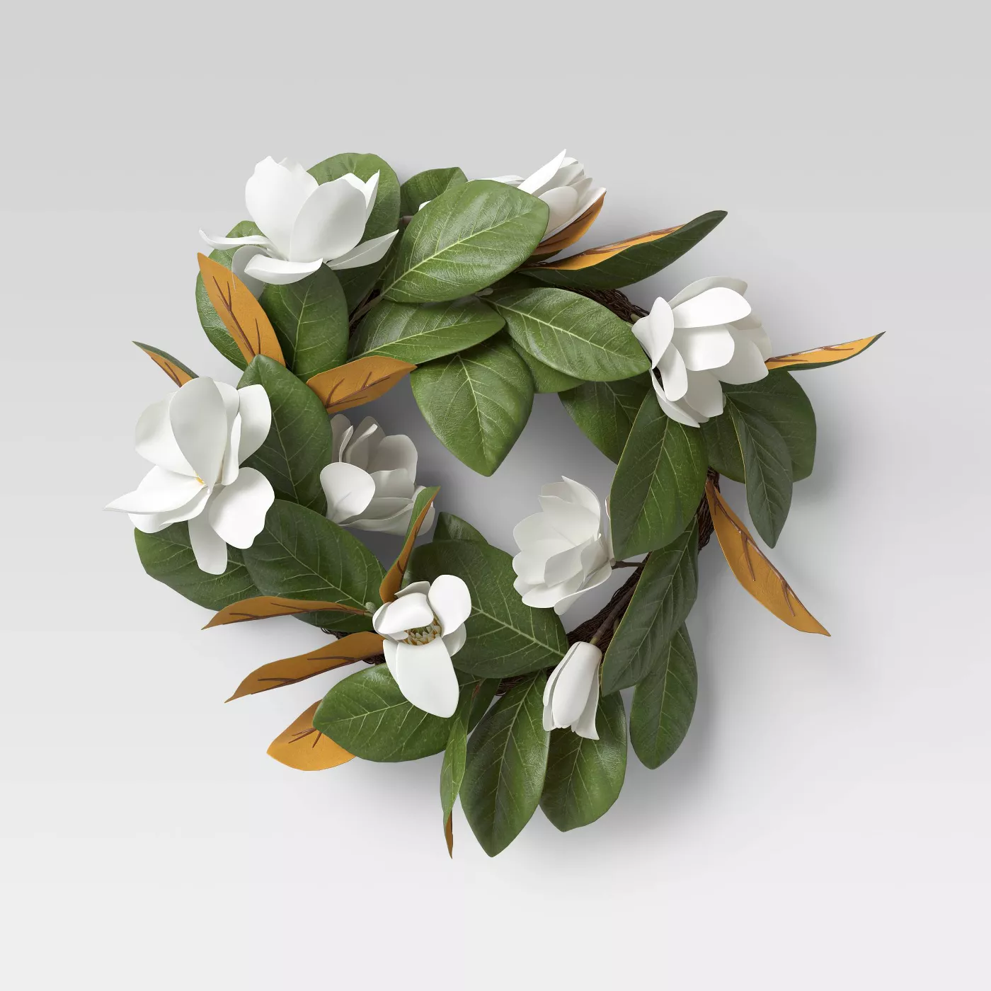 18" Artificial Magnolia Wreath White - Threshold™ - image 1 of 6