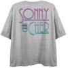 Sonny & Cher Gradient Neon Art Crew Neck Short Sleeve Gray Heather Women's Crop Top-Medium - 3 of 4