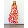 Coolmee Summer Sleeveless Collarless high Waisted Printed Embroidered Women's Suspender Dress Printed Long Dress - 4 of 4